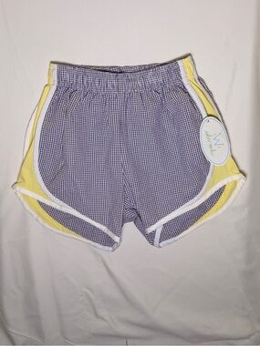 Girls Purple Gingham Athletic Shorts with Yellow Trim NWT